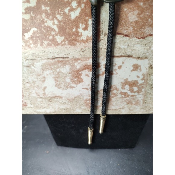 Western Style Bolo Rope Necktie-Boots with spurs-black and silver-Excellent - Picture 6 of 8